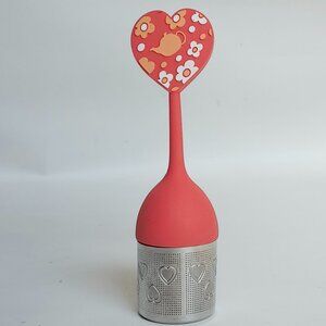 ADORABLE DAVIDs TEA HEART INFUSER Printed Strainer Basket Teapot CUTE